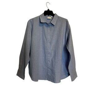 JULIA AMORY Carolyn Shirt XL Blue 100% Cotton Button Down Blouse
